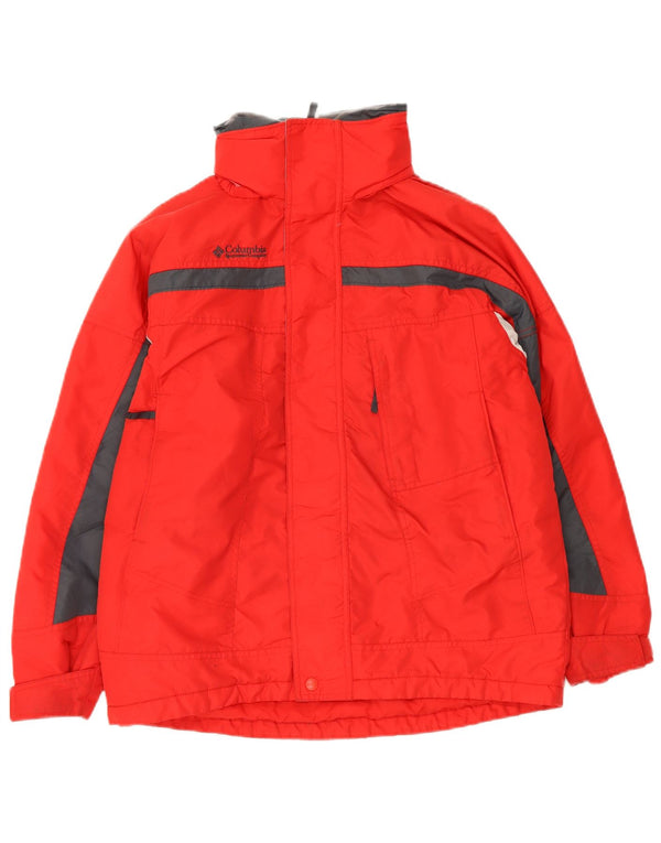 Columbia Boys Hooded Windbreaker Jacket 14-15 Years Red Colourblock