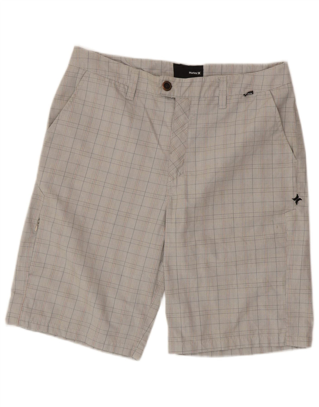 HURLEY Herren Cargoshorts W32 Mittelgrau kariertes Polyester