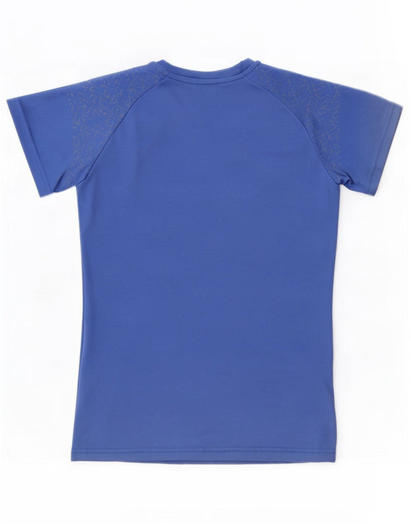 Asics Γυναικείο T-Shirt Top UK 10 Small Blue Geometric Polyester