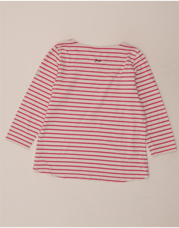 Joules Damen-Top, 3/4-Ärmel, UK-Größe 14, Größe L, rosa, gestreift, Baumwolle