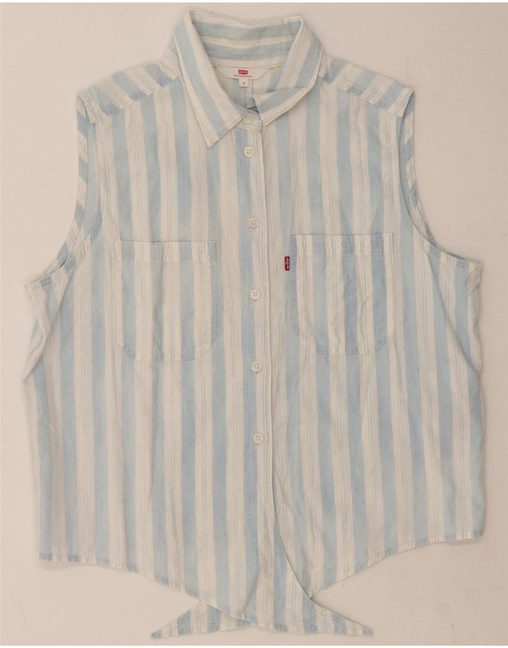 LEVI'S Womens Oversized Front Tie Shirt Blouse UK 10 Small Blue Striped Vintage Levi's and Second-Hand Levi's from Messina Hembry 