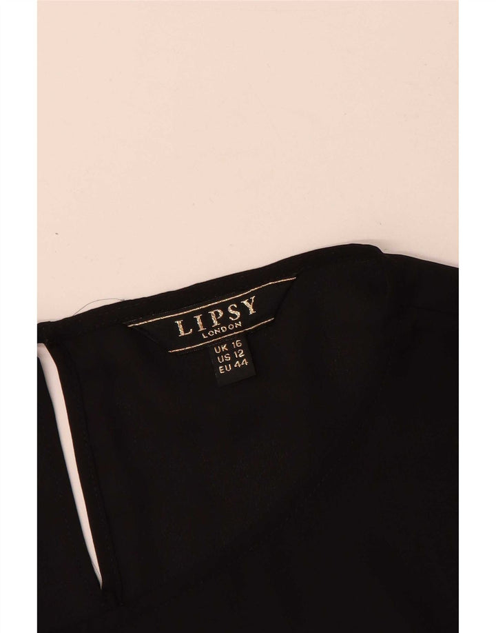 Lipsy Womens Long Sleeve Blouse Top UK 16 Large Black Polyester