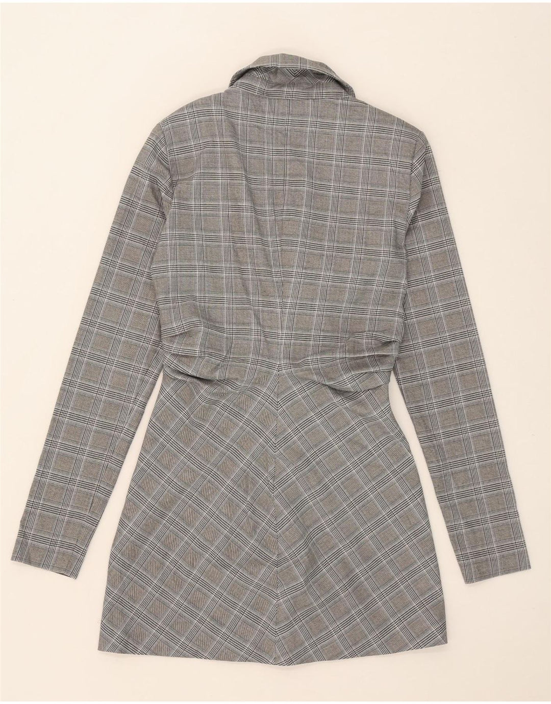 ZARA Womens Double Breasted Coat UK 6 XS Grey Houndstooth