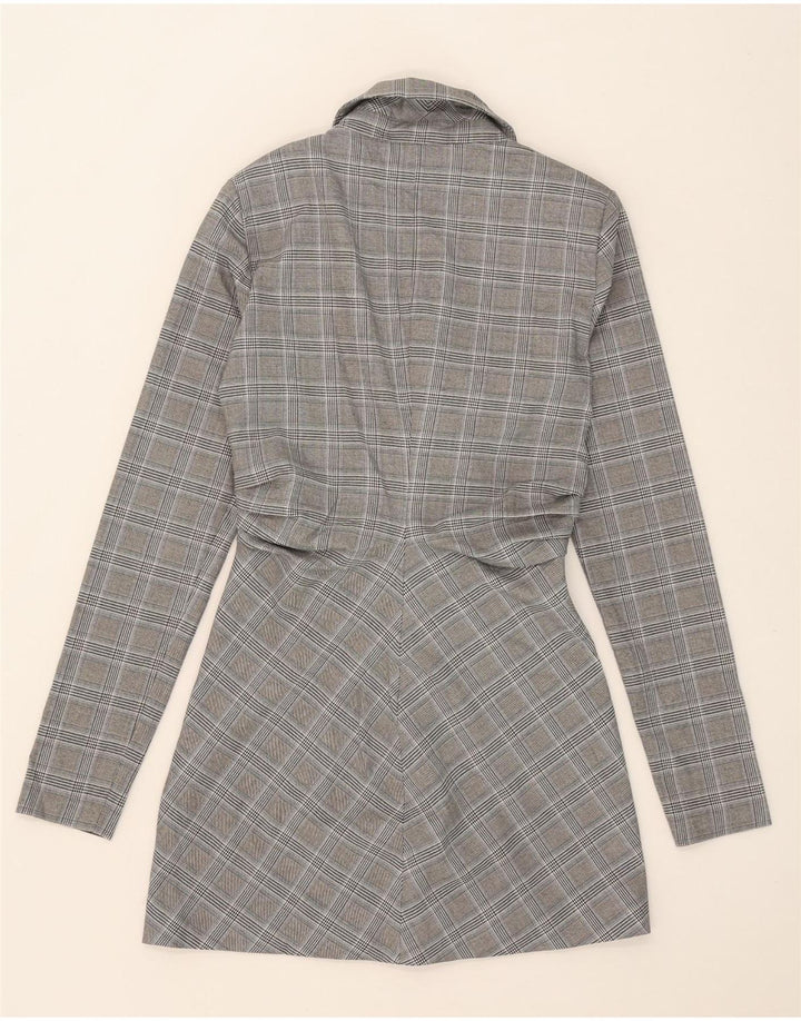ZARA Womens Double Breasted Coat UK 6 XS Grey Houndstooth