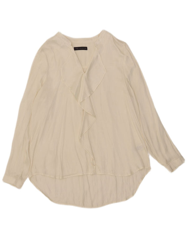 Camicetta a maniche lunghe da donna Marks & Spencer con volant sul davanti UK 18 XL Beige