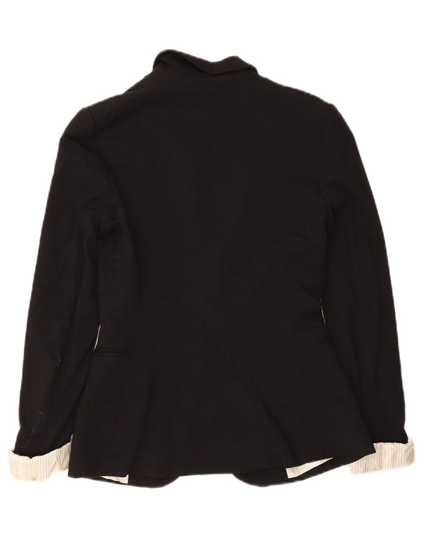 Zara Mujer Chaqueta Blazer De 1 Botón UK 6 XS Viscosa Negra