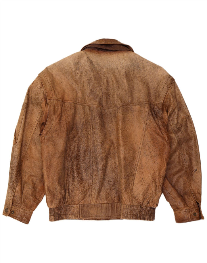 Trapper Chaqueta de cuero para hombre IT 46 Small Brown