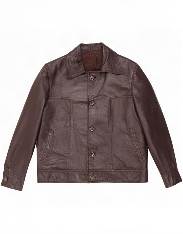 Giacca in pelle vintage da uomo UK 40 grande marrone