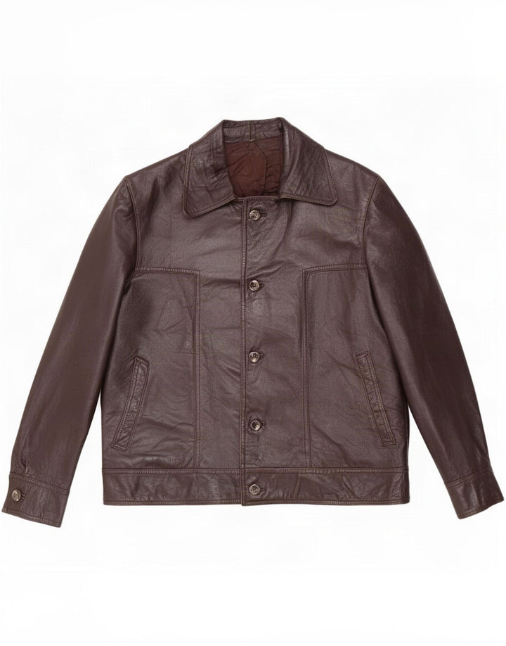 Giacca in pelle vintage da uomo UK 40 grande marrone