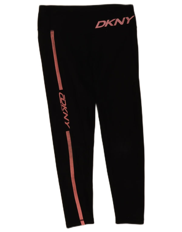 Leggings crop grafic Dkny pentru femei UK 12 bumbac mediu negru