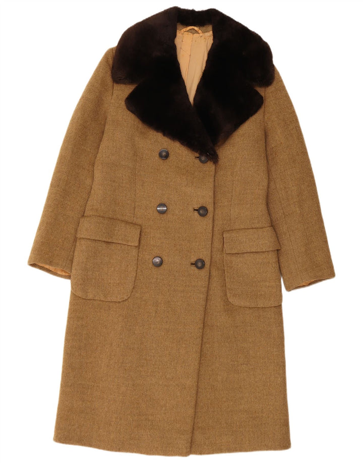Vintage Womens Double Breasted Coat UK 8 Small Brown