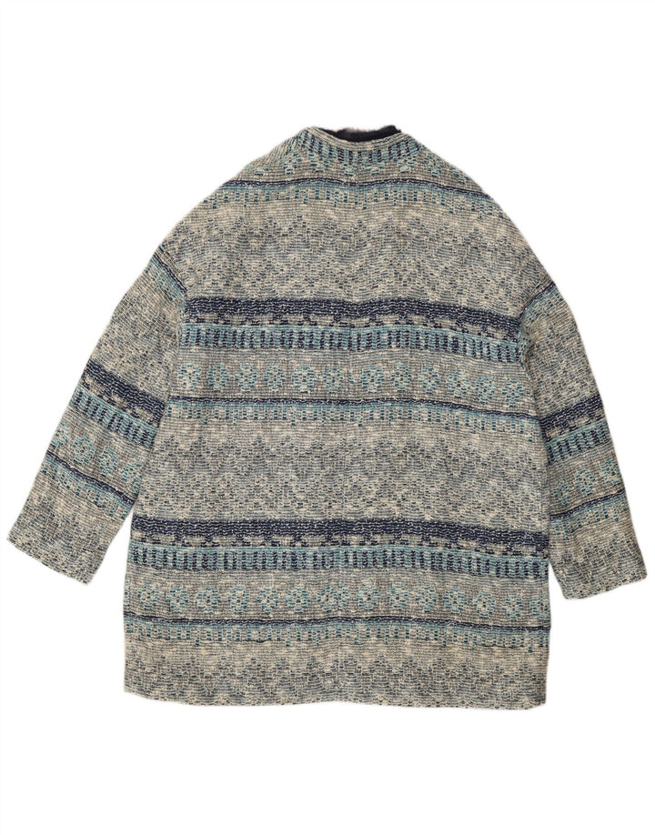 Zara Dame Åben Overfrakke UK 12 Medium Blå Stribet