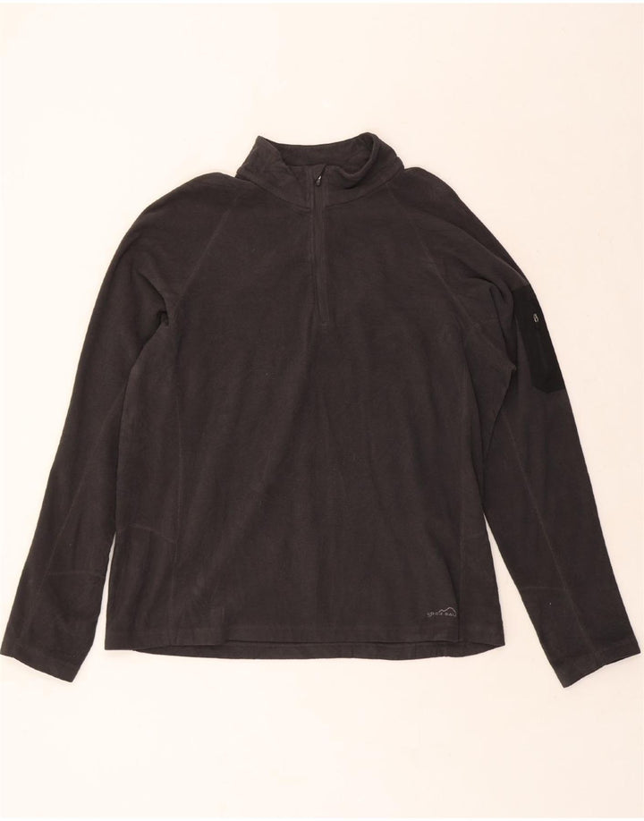 EDDIE BAUER Mens Zip Neck Fleece Jumper Large Grey Polyester Vintage Eddie Bauer and Second-Hand Eddie Bauer from Messina Hembry 