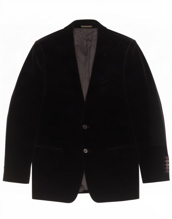 Jaqueta blazer masculina de veludo com 2 botões Zara EU 50 algodão preto médio
