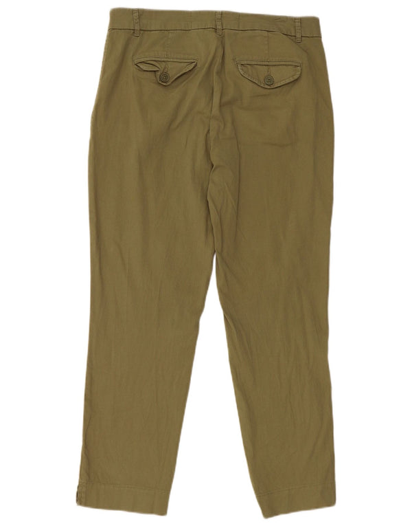 Pantaloni chino slim corti da donna Benetton UK 10 piccoli W28 L25 cotone kaki