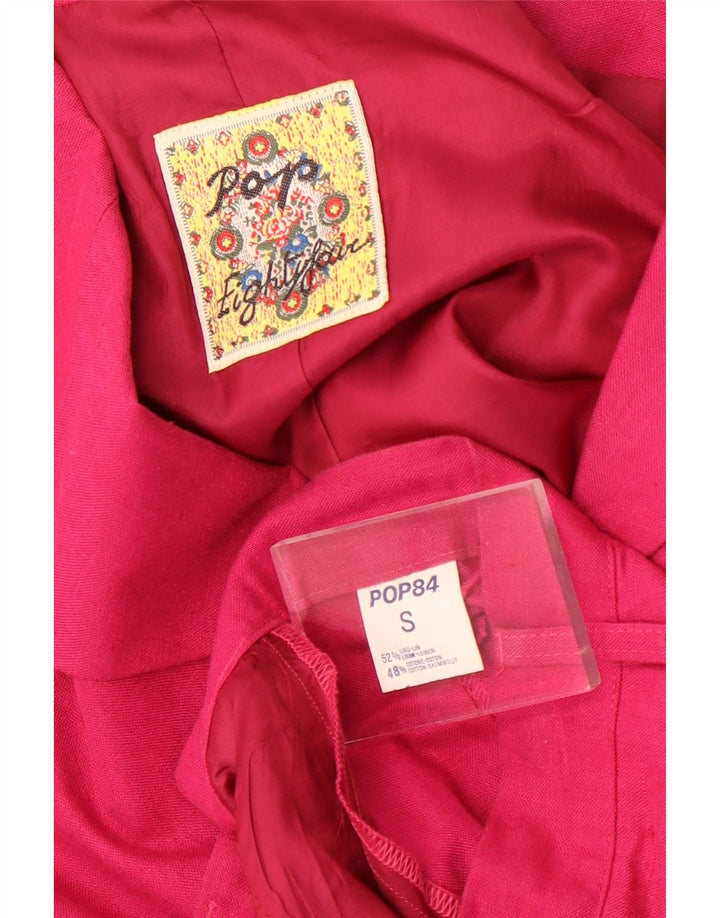 POP 84 Womens 3 Button 2 Piece Suit Small W24 L26 Pink Linen