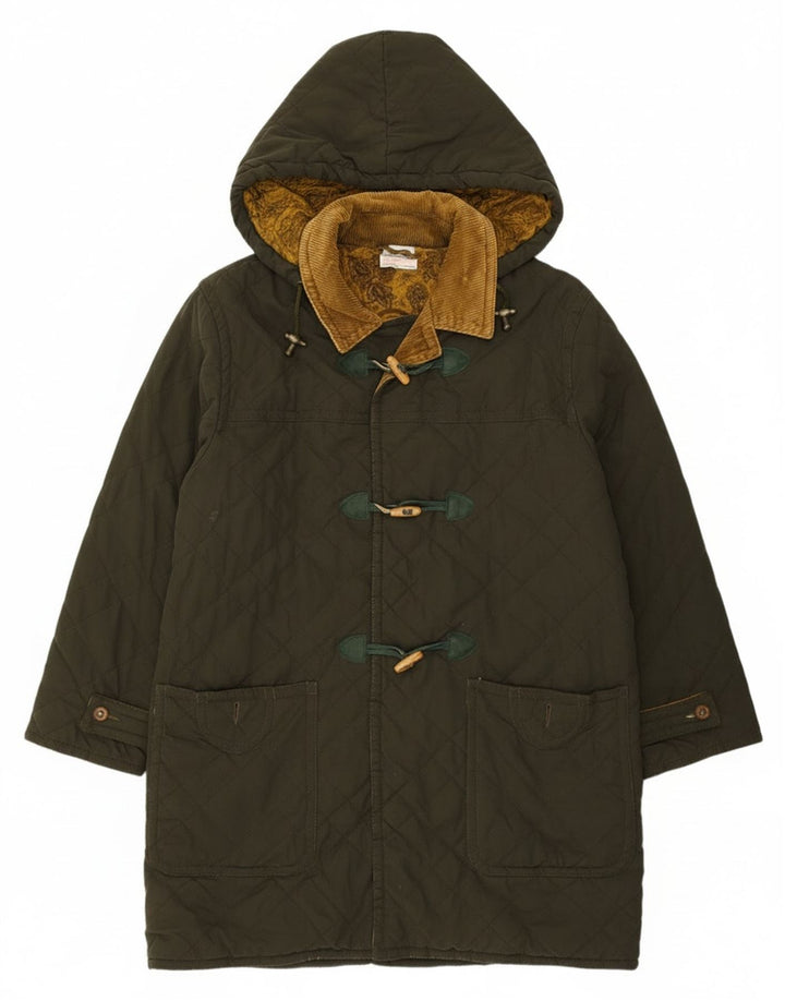 Blue Notes Mens Hooded Quilted Duffle Coat IT 52 XL Green Polyester