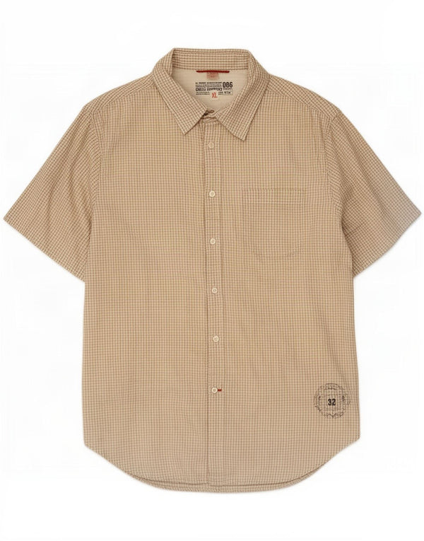 Guess Chemise à manches courtes pour homme XL en coton vichy beige