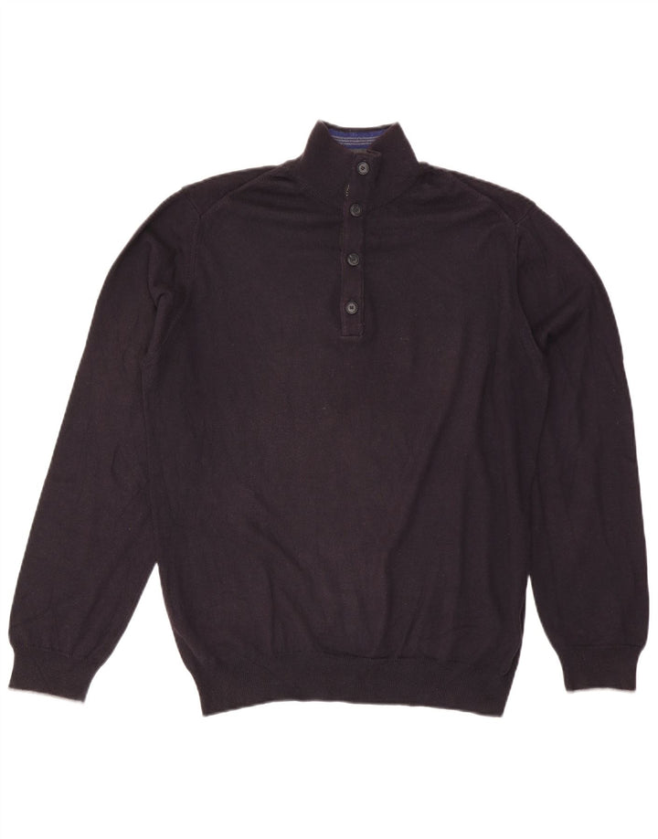 Maglione Uomo Trussardi Jeans con Collo a Bottoni Blu Navy Medio
