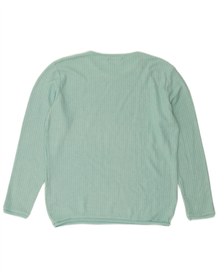 ZARA Mens Crew Neck Jumper Sweater Medium Green Cotton
