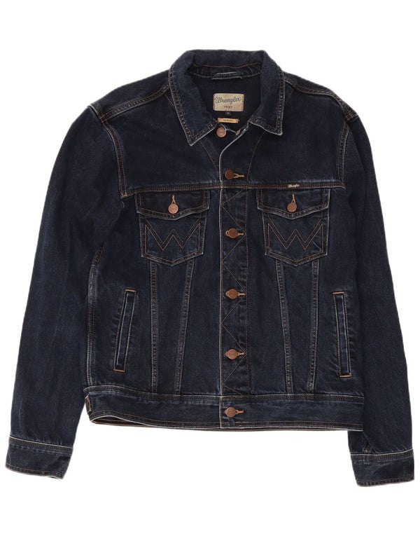 Wrangler Mens Casual Fit Denim Jacket UK 38 Medium Navy Blue Cotton