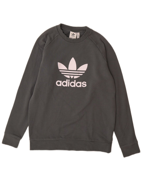 Adidas Mens Graphic Sweatshirt Jumper Medium Grey Cotton