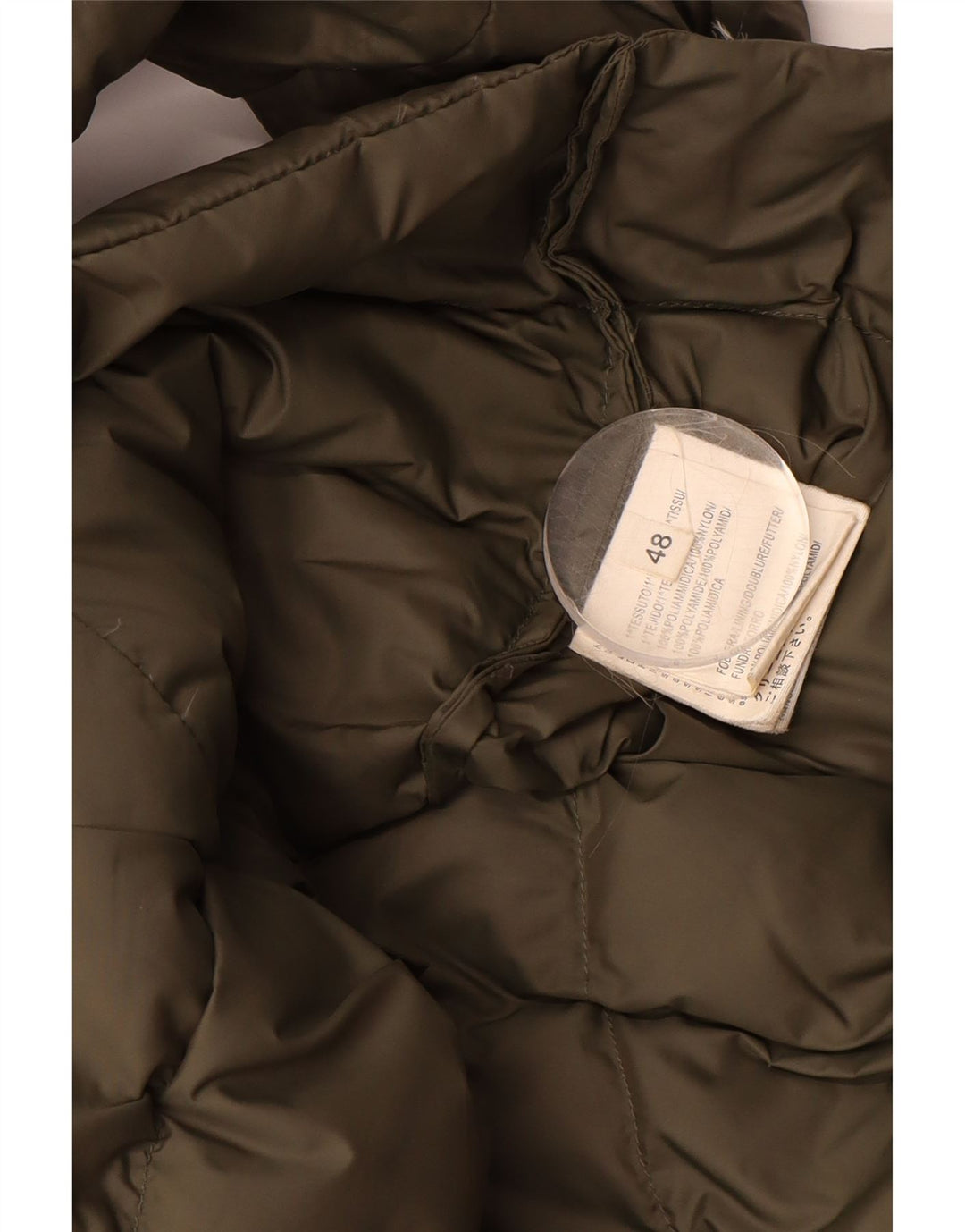VINTAGE Womens Padded Coat IT 48 XL Khaki Nylon