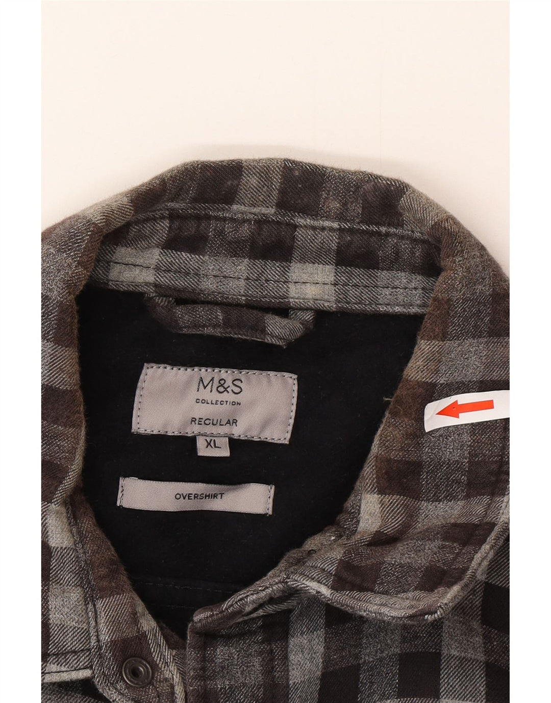 Marks & Spencer Mens Regular Fit Overshirt Flannel Shirt XL Grey Gingham