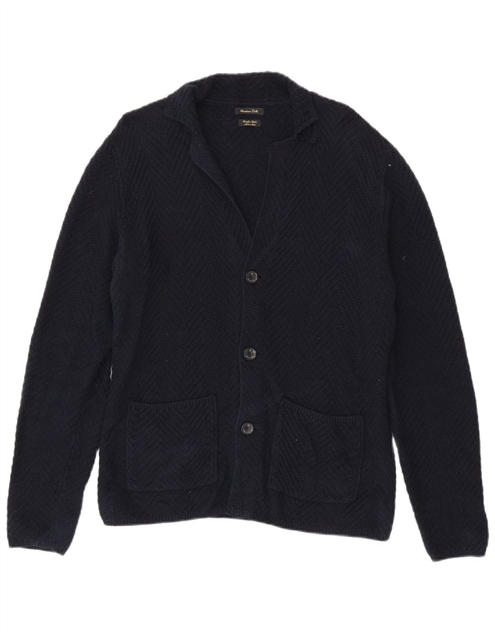 Massimo Dutti Herre Cardigan Sweater Medium Marineblå Bomuld