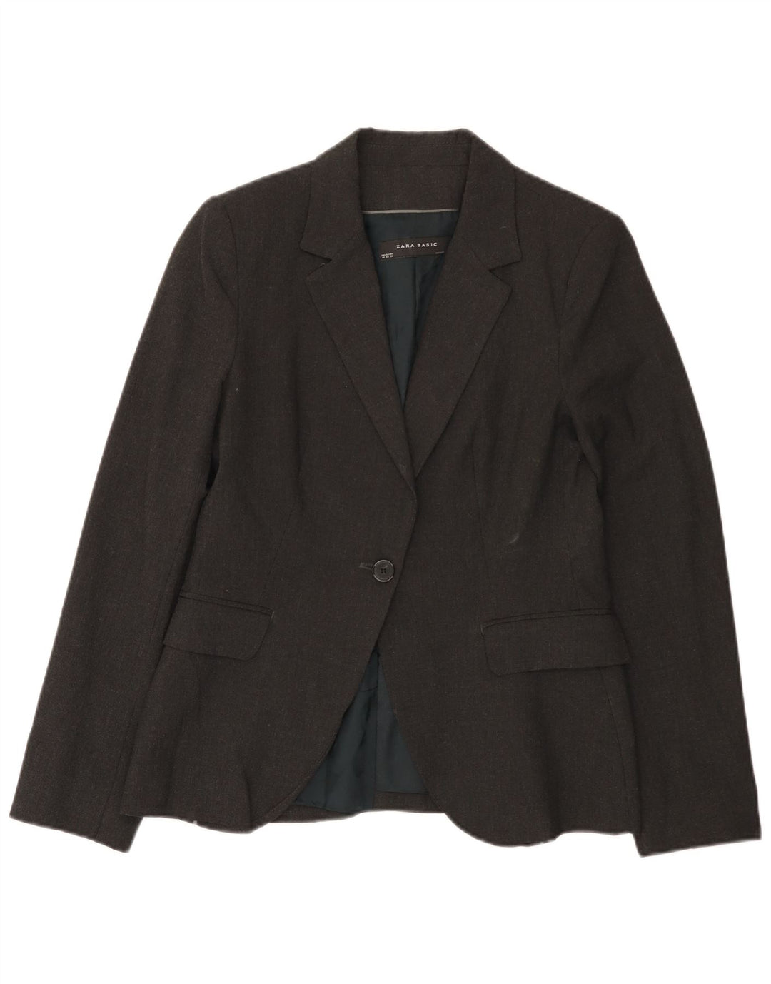 Zara Womens 1 Button Blazer Jacket EU 40 Medium Grey