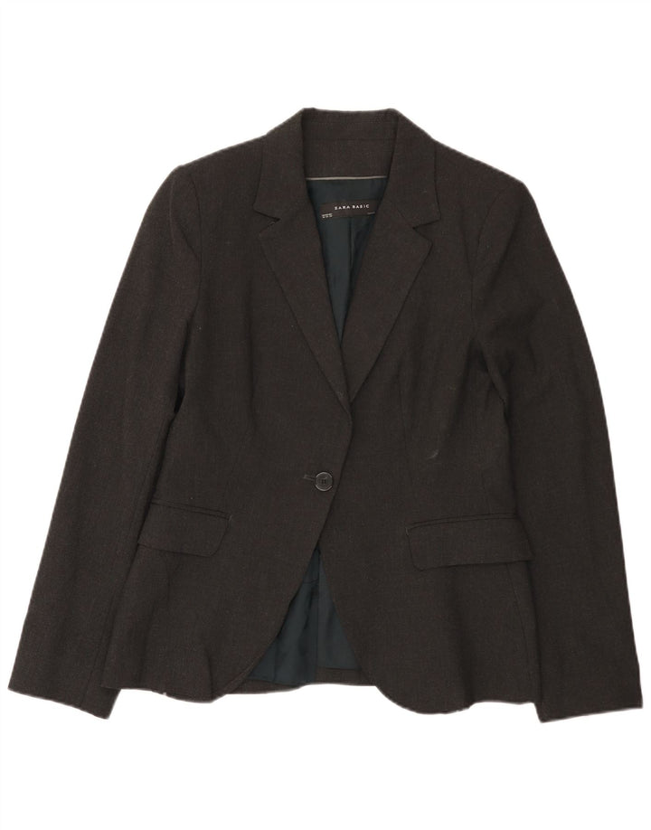 Zara Womens 1 Button Blazer Jacket EU 40 Medium Grey