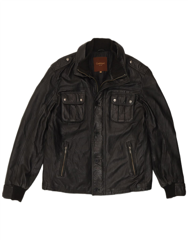Conbipel Mens Leather Jacket IT 52 XL Black Leather