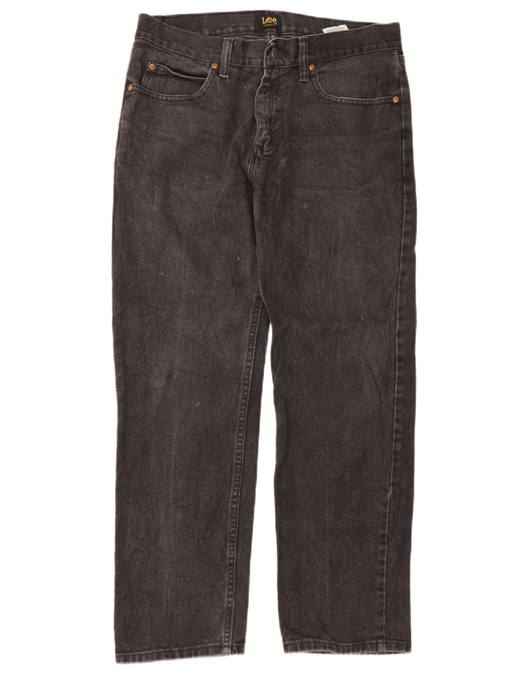 Lee Mens Regular Fit Straight Jeans W33 L30 Black Cotton