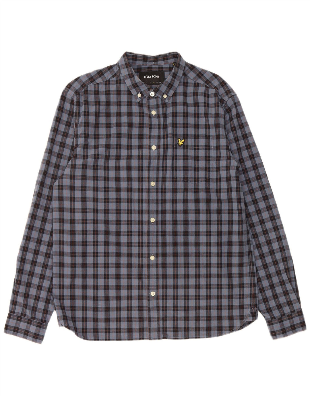 LYLE & SCOTT Mens Shirt Large Navy Blue Check Cotton
