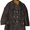 VINTAGE Veste en cuir double boutonnage femme UK 12 Moyen Noir