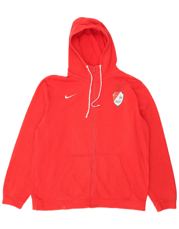 Felpa con cappuccio e zip grafica Nike da uomo XL in cotone rosso