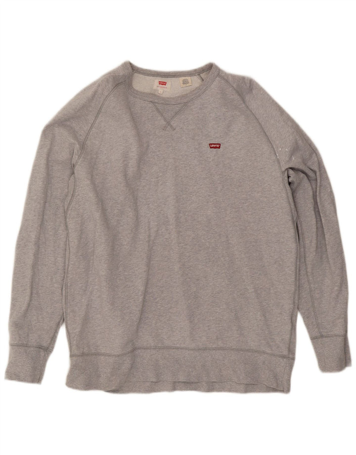 Levi's Sweatshirt Jumper Large Gris Moucheté Coton Homme
