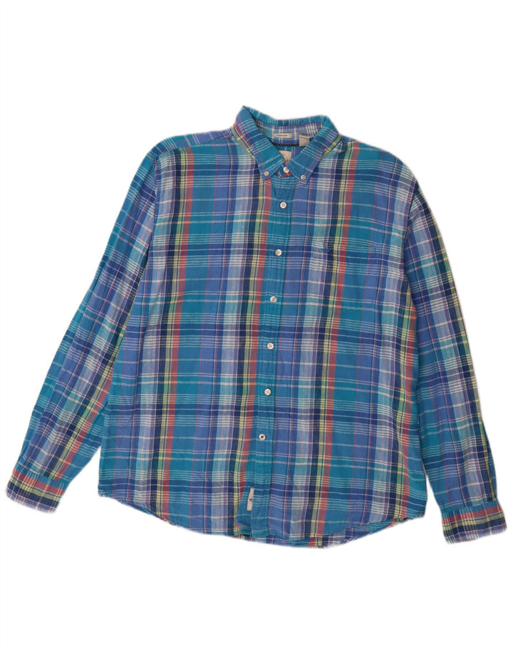 DOCKERS Mens Slim Fit Flannel Shirt XL Blue Check