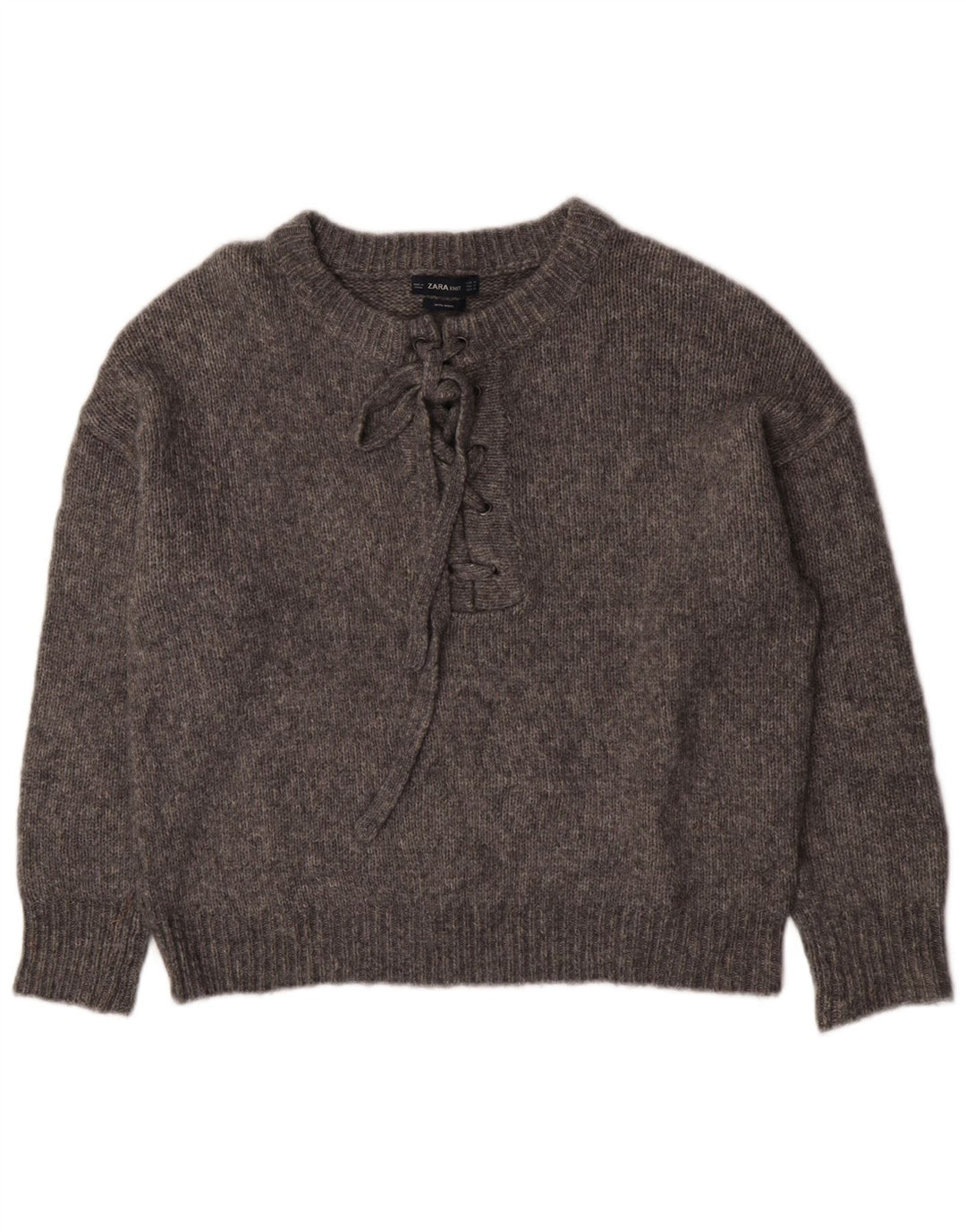 Maglione maglione girocollo oversize da donna Zara UK 14 Grigio medio