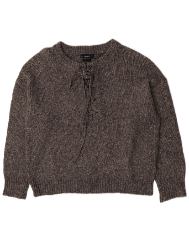 Maglione maglione girocollo oversize da donna Zara UK 14 Grigio medio