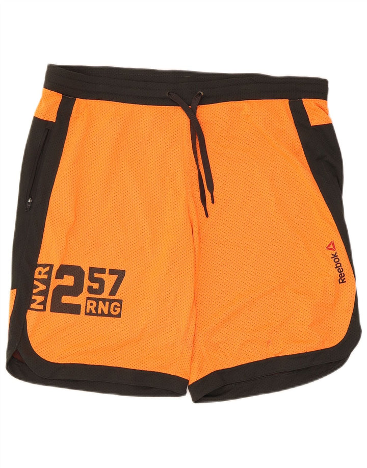 Reebok Herre grafiske sportsshorts Medium Orange Colourblock Polyester