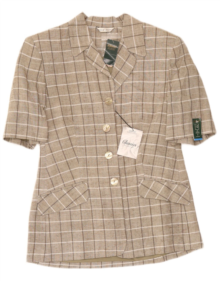 St. Bernard Womens Short Sleeve Cardigan Top UK 12 Medium Brown Check