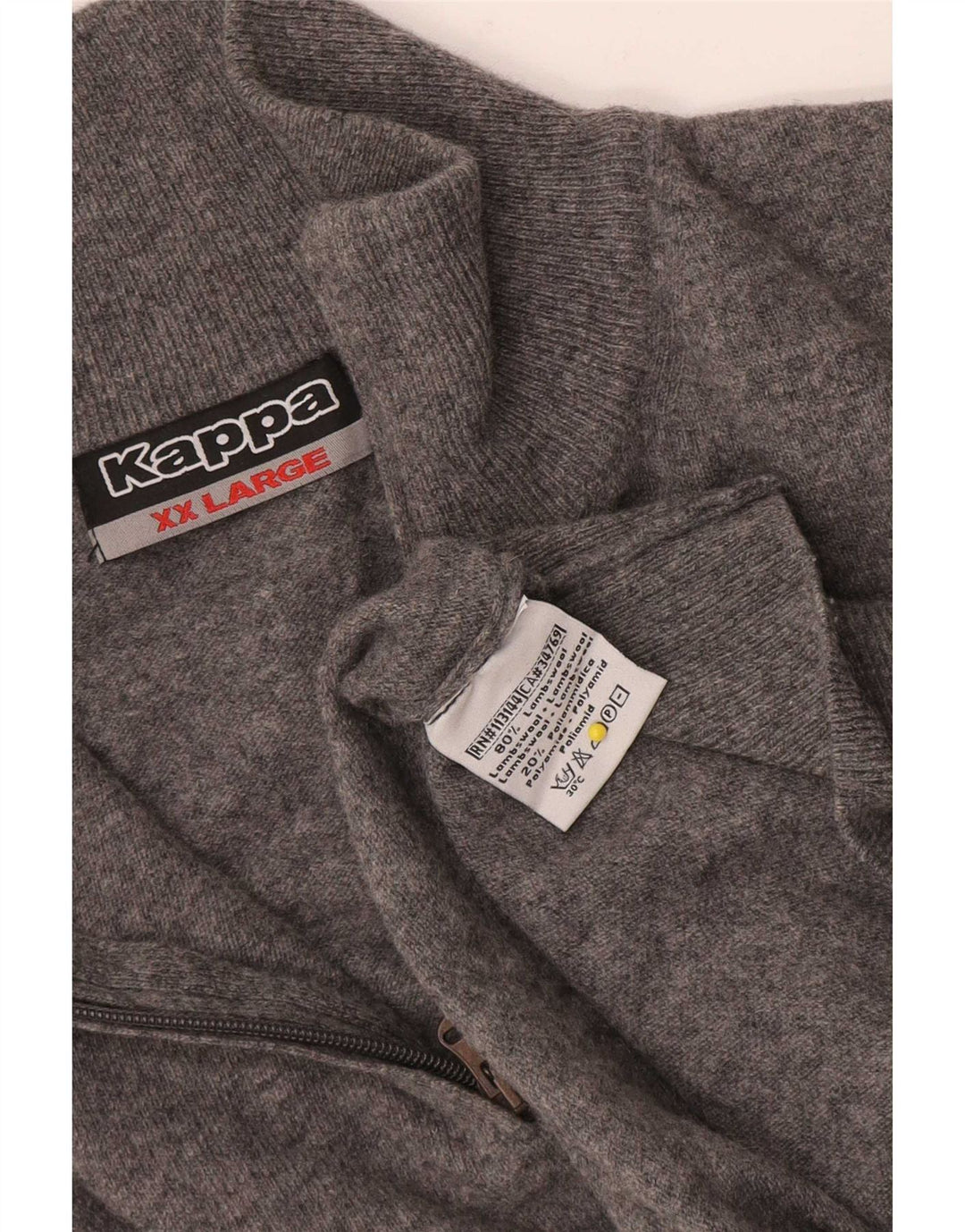 Kappa Mens Zip Neck Jumper Sweater 2XL Grey Lambswool