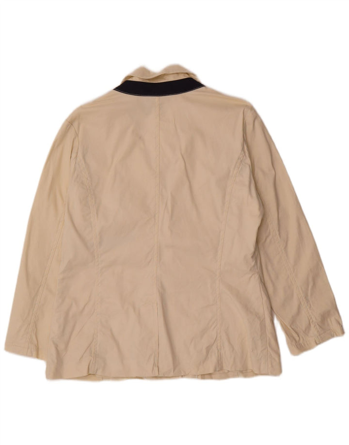 Nautica Dame 3 Button Blazer Jacket US 10 Stor Beige Bomuld
