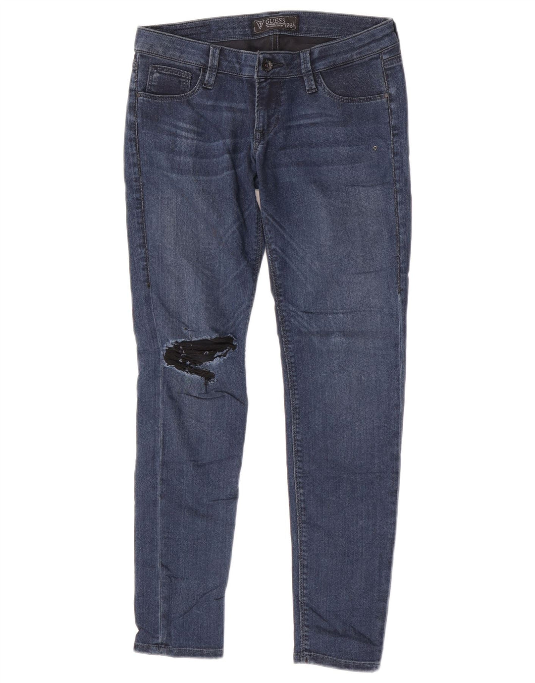 Guess Womens Beverly Distressed Skinny Jeans W29 L27 Blue Polyester