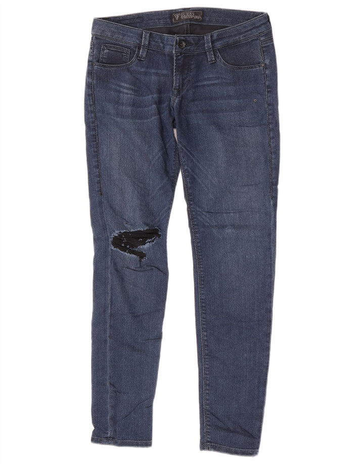 Guess Womens Beverly Distressed Skinny Jeans W29 L27 Blue Polyester
