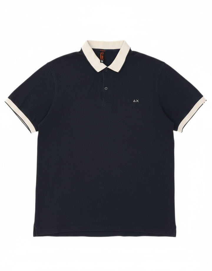 SUN68 Mens Polo Shirt Large Black Cotton