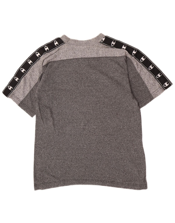 T-shirt grafica da uomo Champion Top Small in cotone color block grigio