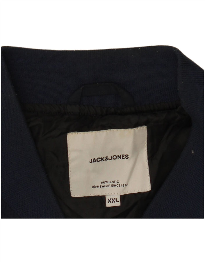Jack & Jones Mens Bomber Jacket UK 44 2XL Navy Blue