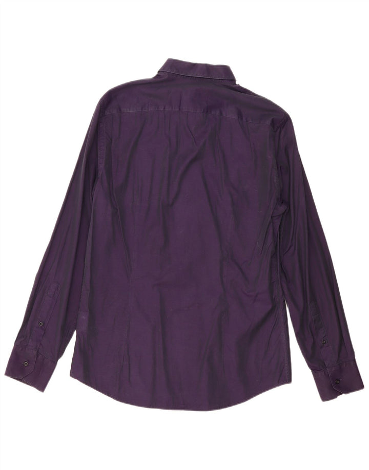 Trussardi Mens Shirt Size 40 Medium Purple Cotton